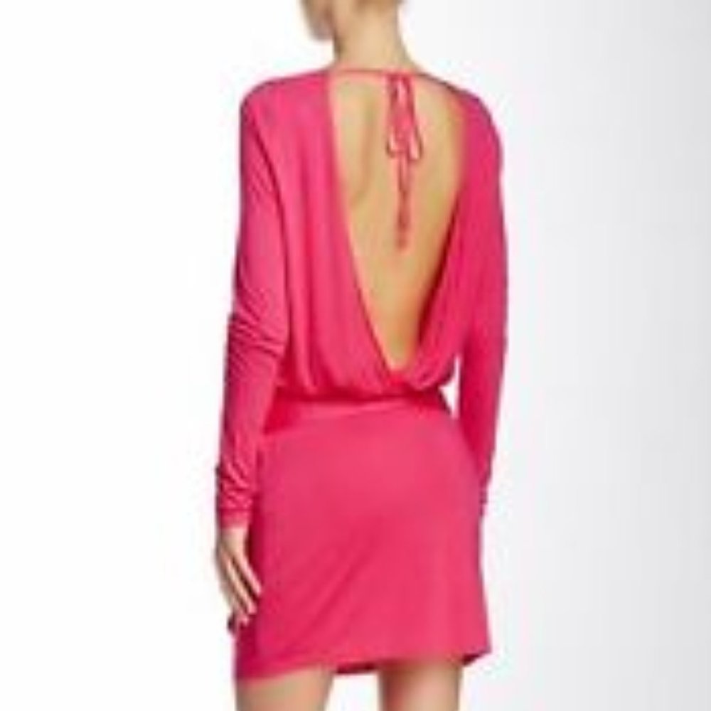 Haute Hippie Hot Pink Open-Back Mini Dress